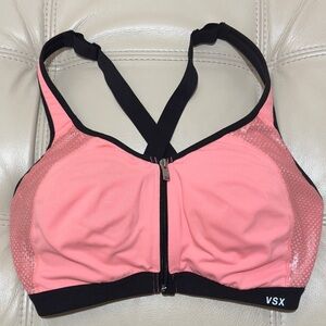 VSX Sport Zipper Front Sports Bra. Peachy Pink. Size 34D